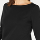Karen Scott Blusa de algodão feminina com botões laterais e manga 3/4, preta, tamanho pequeno