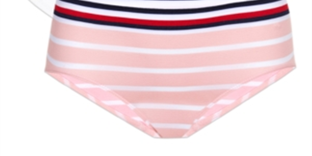 Tommy Hilfiger Conjunto Hipster Listrado Sem Costura para Meninas Rosa Tamanho 12-14