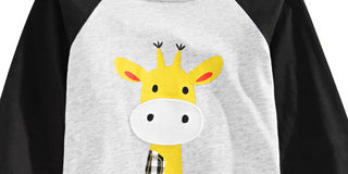 Camiseta infantil estampada com girafa First Impressions para meninos, cinza, tamanho 6 a 9 meses
