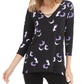 Blusa feminina Alfani manga 3/4 preta tamanho grande