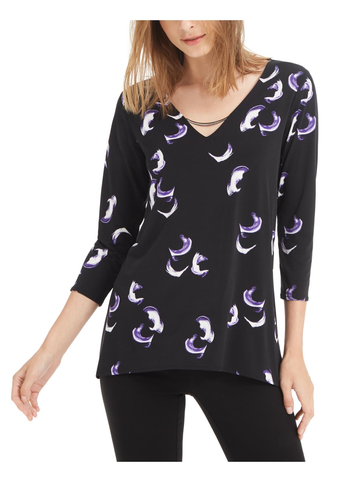 Blusa feminina Alfani manga 3/4 preta tamanho grande