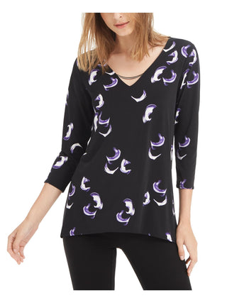 Blusa feminina Alfani manga 3/4 preta tamanho grande
