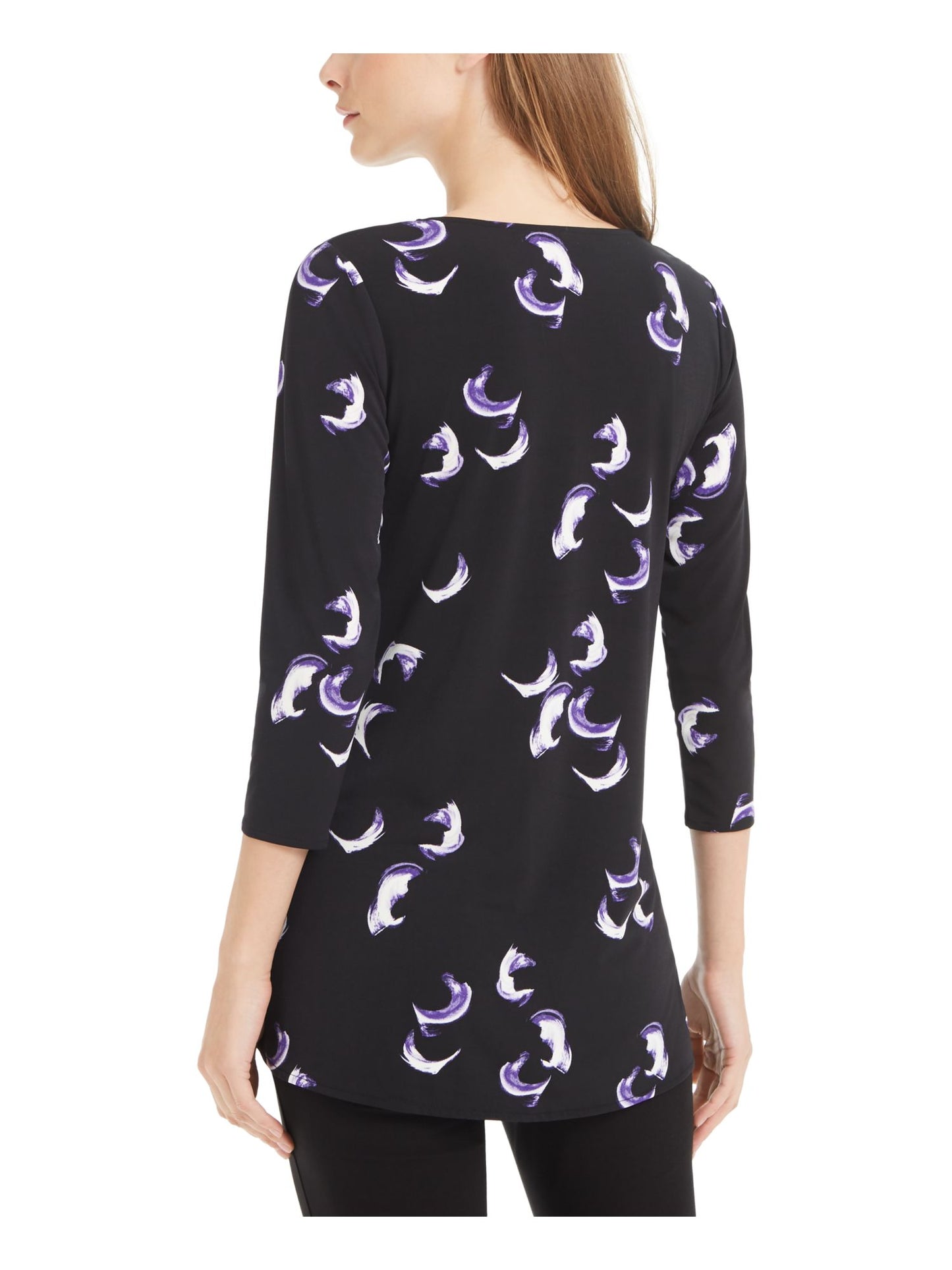 Blusa feminina Alfani manga 3/4 preta tamanho grande