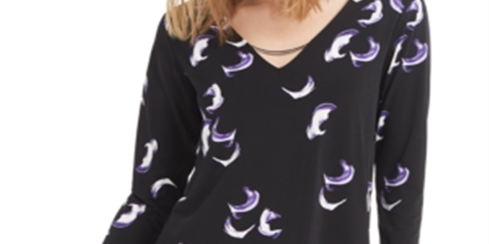 Blusa feminina Alfani manga 3/4 preta tamanho grande