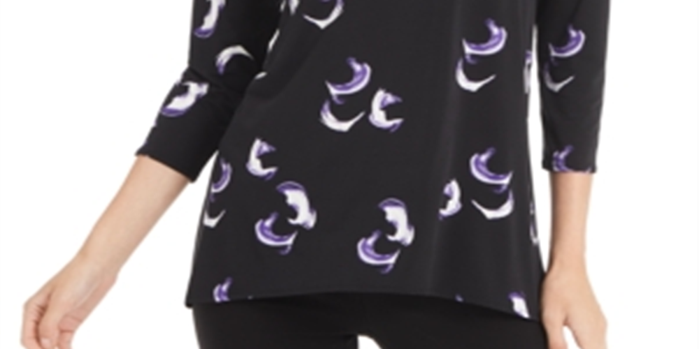 Blusa feminina Alfani manga 3/4 preta tamanho grande