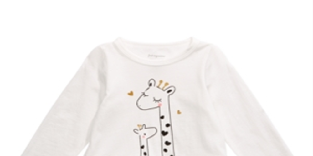 Blusa Peplum Girafa de Algodão para Bebê Menina First Impressions, Branca, Tamanho 3-6M