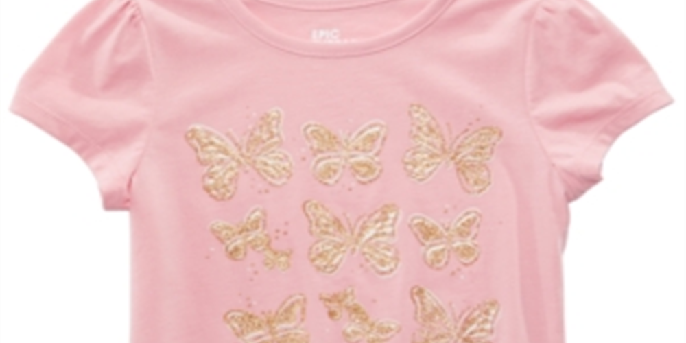 Camiseta infantil feminina Epic Threads com borboletas brilhantes, rosa, tamanho 2T