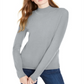 Suéter feminino Maison Jules com gola falsa cinza, tamanho grande