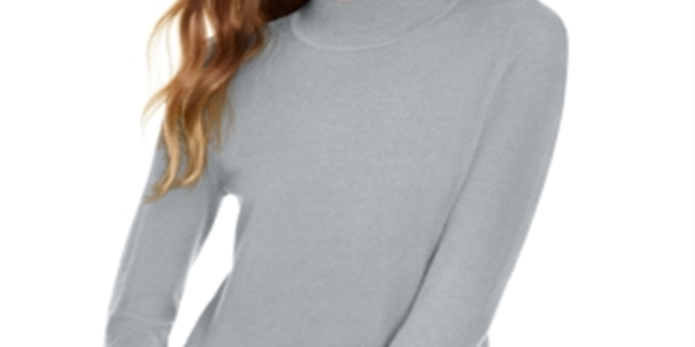 Suéter feminino Maison Jules com gola falsa cinza, tamanho grande