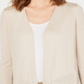 Cardigan texturizado Alfani feminino Otto com mangas 3/4, marrom, tamanho médio