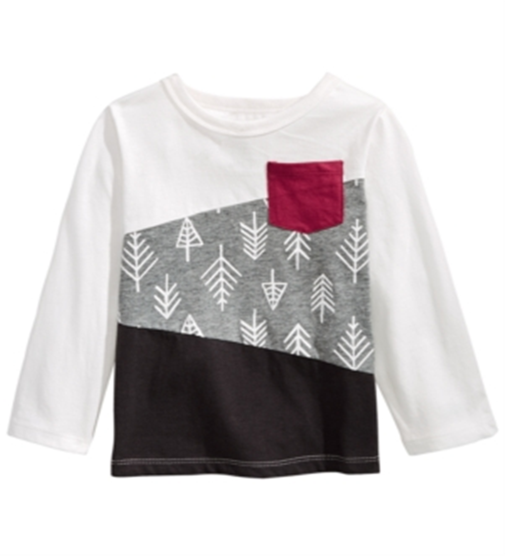 Camiseta infantil First Impressions de algodão manga comprida colorblock branca tamanho 12 meses