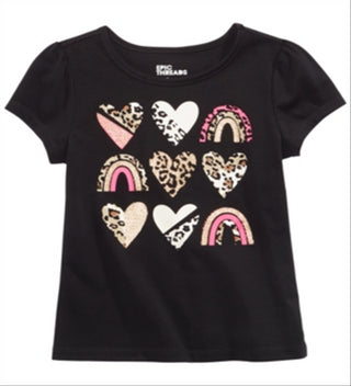 Camiseta infantil Epic Threads com estampa de corações de animais, preta, tamanho 6