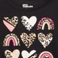 Camiseta infantil Epic Threads com estampa de corações de animais, preta, tamanho 6