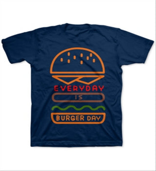 Camiseta Jem Toddler Boy's Everyday Is Burger Day Azul Tamanho 3
