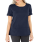 Blusa feminina Karen Scott de algodão com pesponto azul, tamanho médio