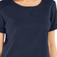 Blusa feminina Karen Scott de algodão com pesponto azul, tamanho médio