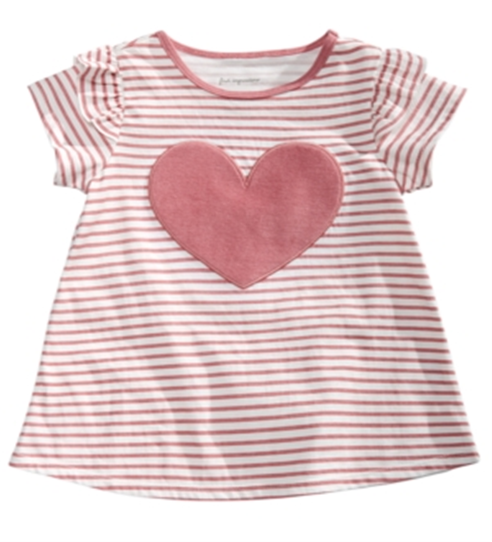 Camiseta listrada com corações para bebês First Impressions, rosa, tamanho 18 meses