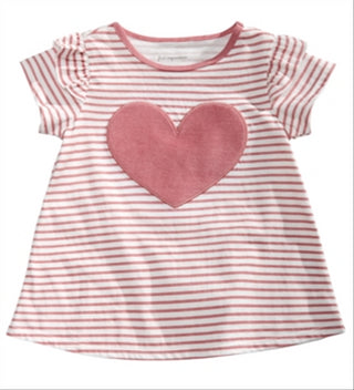 Camiseta listrada com corações para bebês First Impressions, rosa, tamanho 18 meses