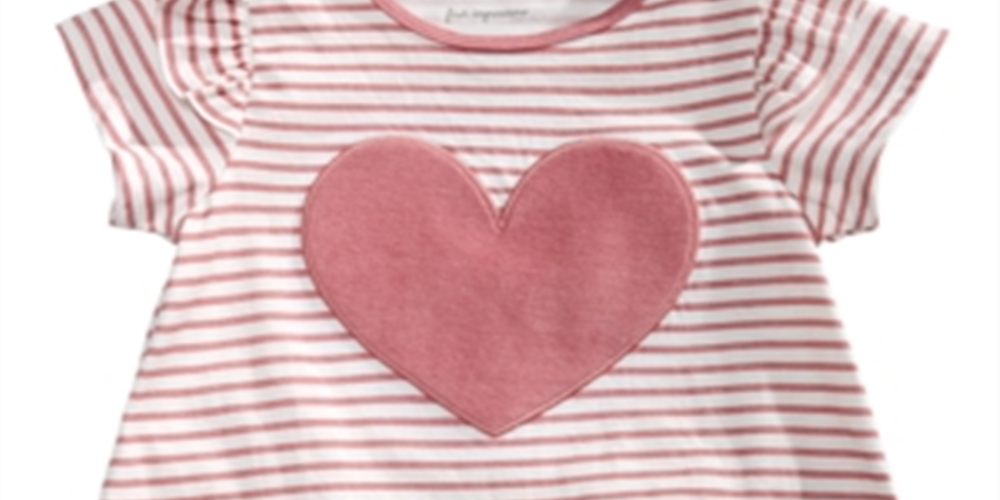 Camiseta listrada com corações para bebês First Impressions, rosa, tamanho 18 meses