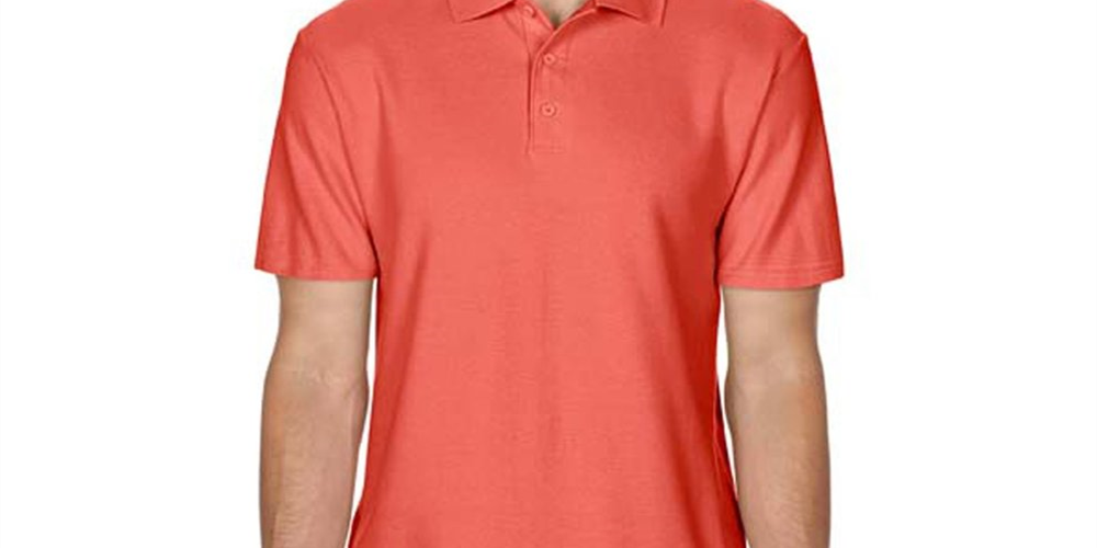 Camisa polo masculina Gildan de manga curta com piquê duplo laranja, tamanho G