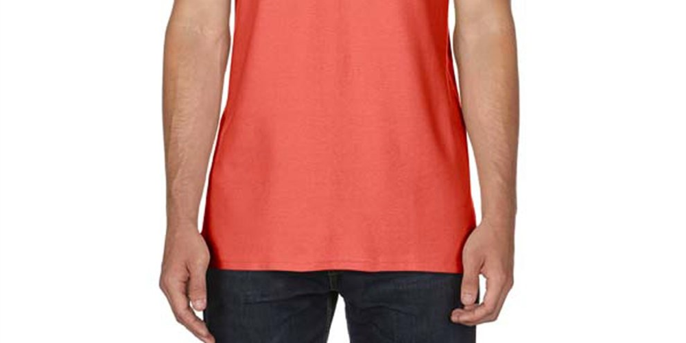 Camisa polo masculina Gildan de manga curta com piquê duplo laranja, tamanho G