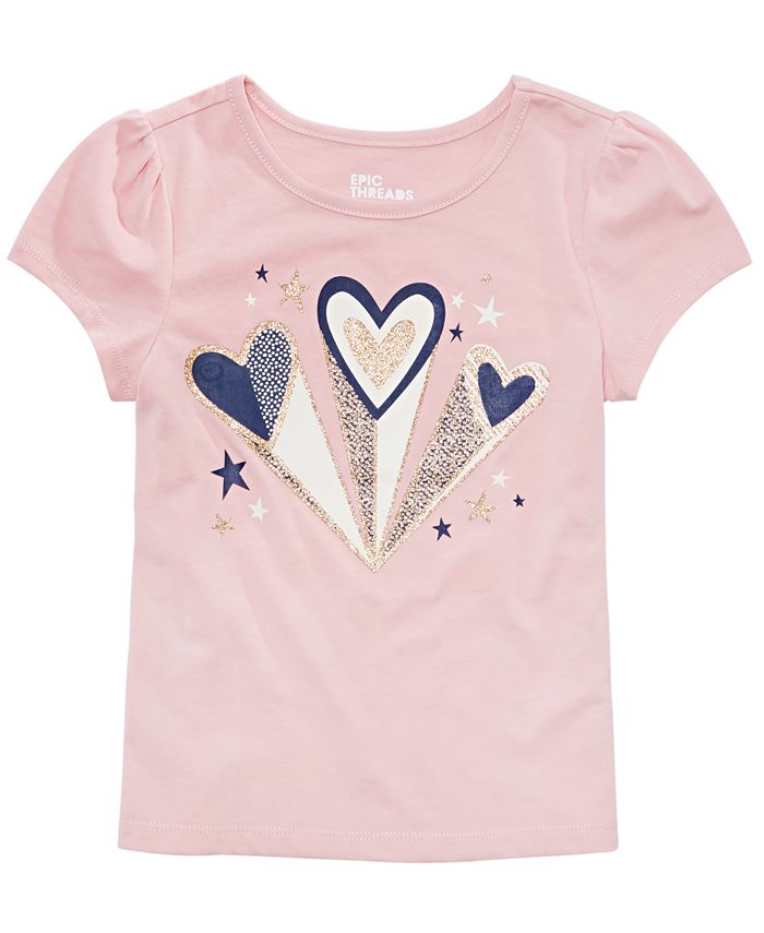Camiseta infantil Epic Threads com corações para meninas, rosa, tamanho 3T
