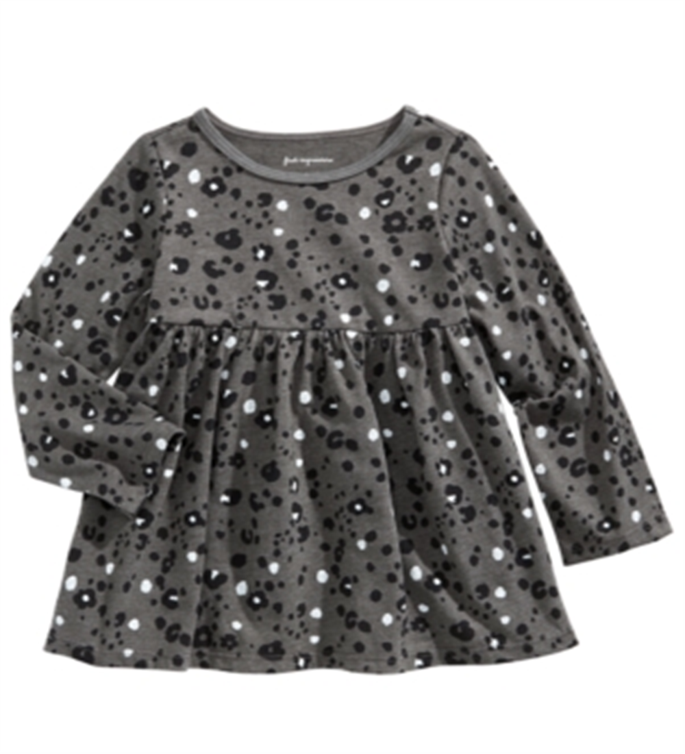 Túnica estampada de leopardo para bebê First Impressions, cinza, tamanho 18 meses