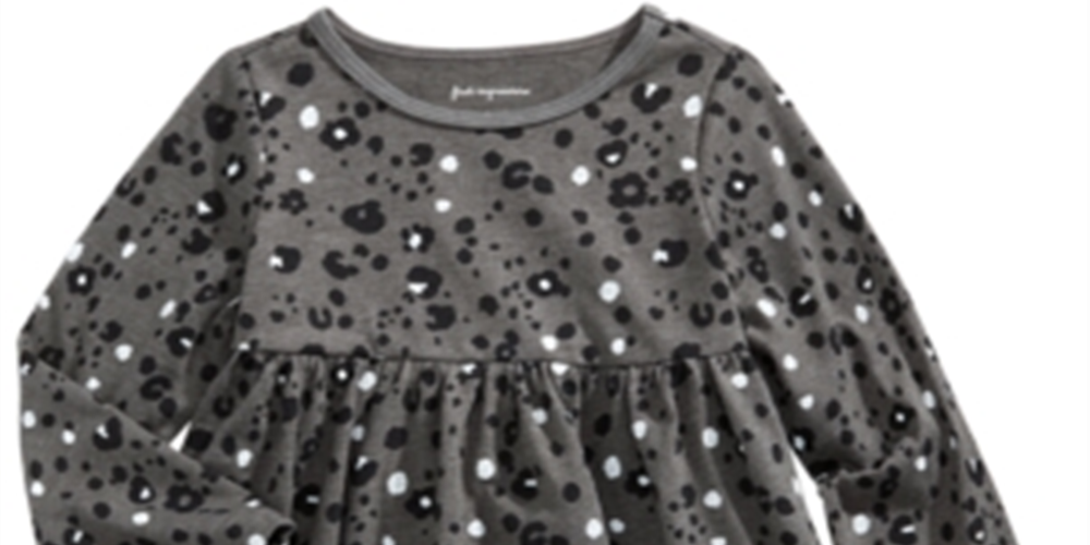 Túnica estampada de leopardo para bebê First Impressions, cinza, tamanho 18 meses