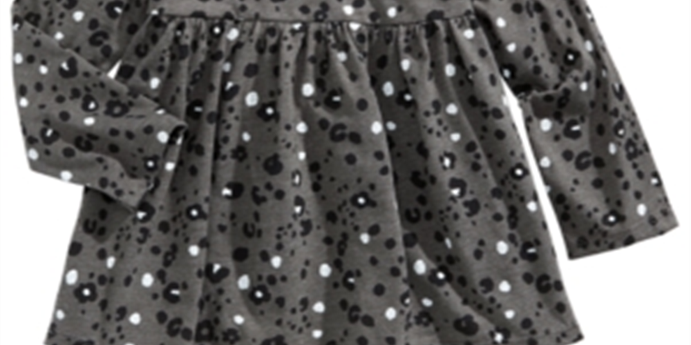 Túnica estampada de leopardo para bebê First Impressions, cinza, tamanho 18 meses