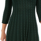 Vestido curto evasê feminino Jessica Howard, manga 3/4, decote em V, verde, tamanho extragrande