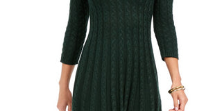 Vestido curto evasê feminino Jessica Howard, manga 3/4, decote em V, verde, tamanho extragrande