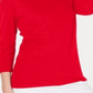 Karen Scott Blusa feminina de algodão com manga 3/4, vermelha, tamanho XX-G