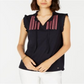 Tommy Hilfiger Regata Feminina Bordada com Decote em V Azul Marinho Tamanho XXG
