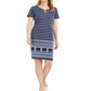 Vestido feminino Karen Scott com amarração e decote dividido, azul, tamanho pequeno