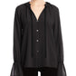 Bailey 44 Blusa plissada com botões âmbar feminina, preta, tamanho grande