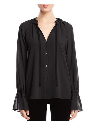 Bailey 44 Blusa plissada com botões âmbar feminina, preta, tamanho grande