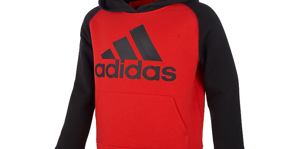 Moletom com capuz Adidas Big Boy's Colorblocked Fleece Vermelho Tamanho P