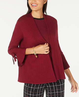 Cardigan feminino Alfani com manga amarrada, vermelho, tamanho pequeno G
