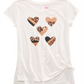 Camiseta com estampa gráfica e gravata lateral Epic Threads Big Girl, tamanho médio, branca
