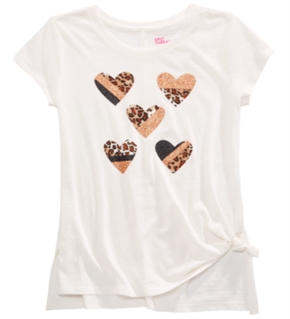 Camiseta com estampa gráfica e gravata lateral Epic Threads Big Girl, tamanho médio, branca