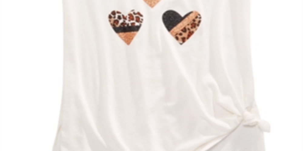 Camiseta com estampa gráfica e gravata lateral Epic Threads Big Girl, tamanho médio, branca