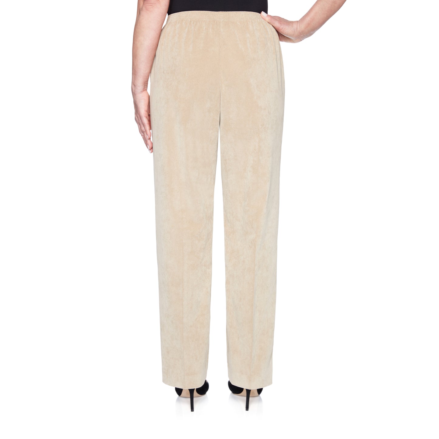 Calça feminina Alfred Dunner de veludo cotelê com cós elástico, marrom, tamanho 16x4,5