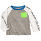 Camiseta infantil com bolso e blocos de cores para meninos First Impressions, cinza, tamanho 2T