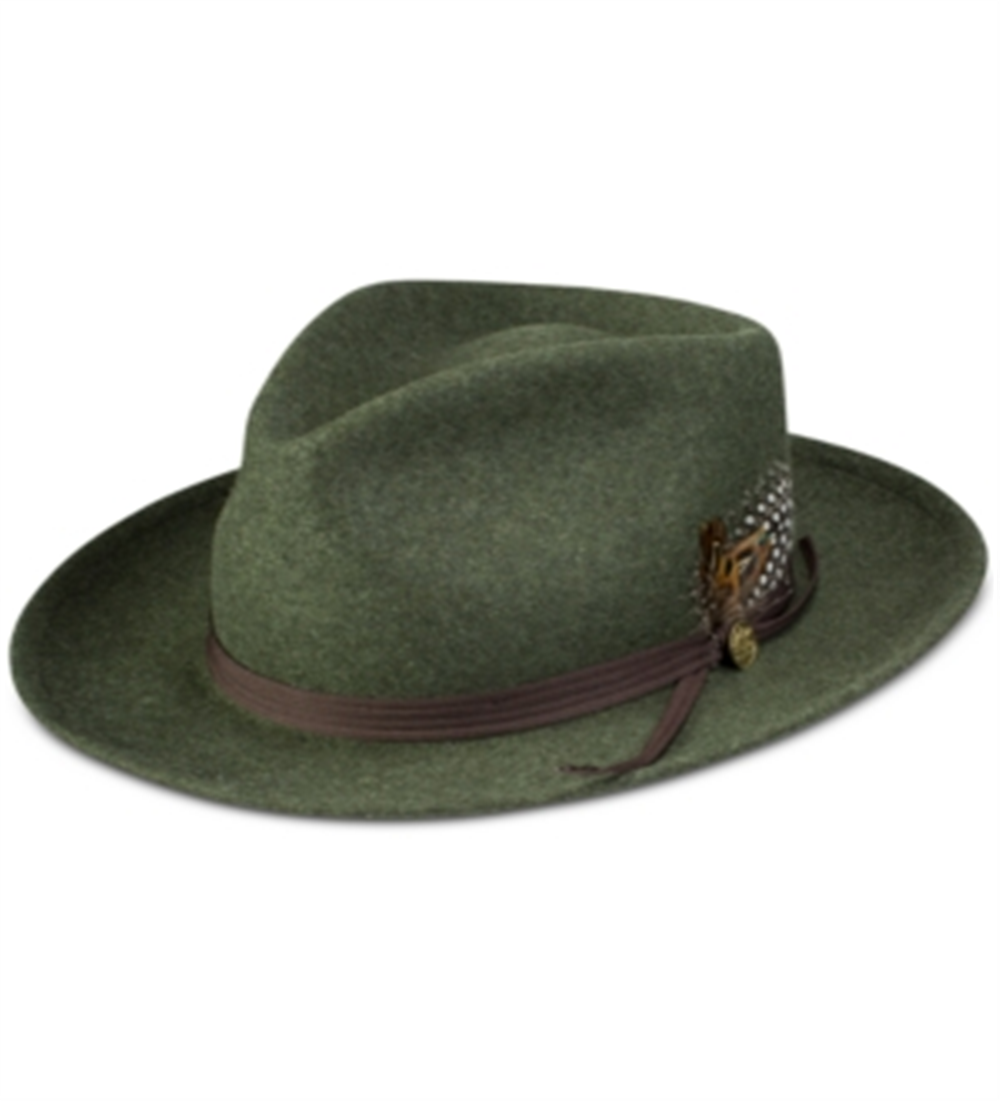 Boné Fedora Stetson Layden Felt Masculino Verde Tamanho P