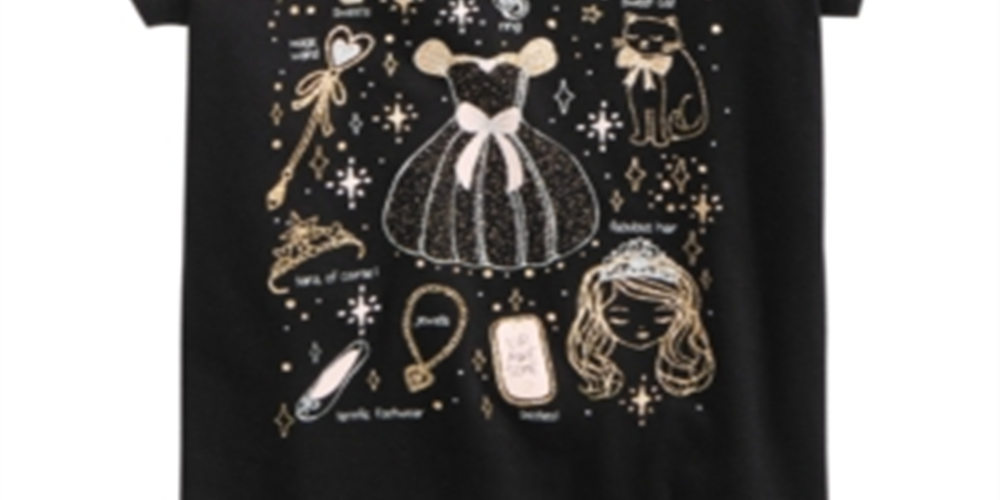 Camiseta estampada infantil Epic Threads Magical Essentials para meninas, preta, tamanho 6