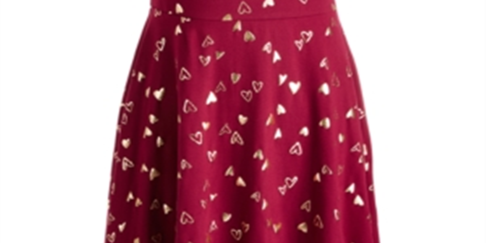 Vestido com estampa de folha de alumínio e alças cruzadas Epic Threads Big Girl, tamanho médio, vermelho