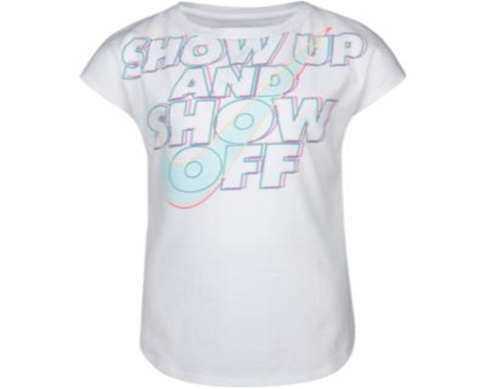 Camiseta Nike Little Girl's Show Up &amp; Show Off Logo Branca Tamanho 6X