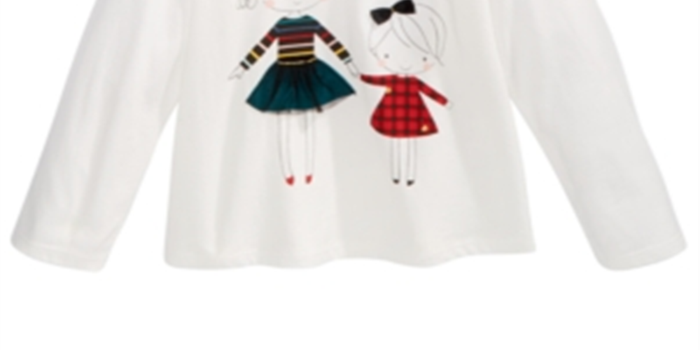 Camiseta de algodão estampada First Impressions Baby Girl's Sisters, branca, tamanho 6-9 meses