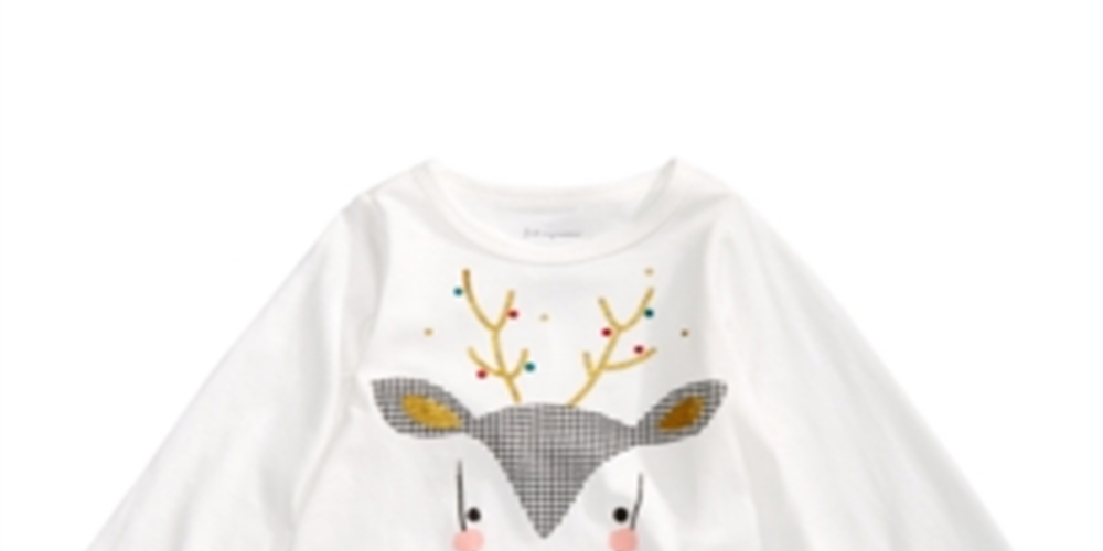 Camiseta infantil First Impressions com laço de rena para meninas, branca, tamanho 4T