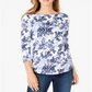 Camiseta feminina Charter Club de algodão Pima com estampa floral azul, tamanho grande